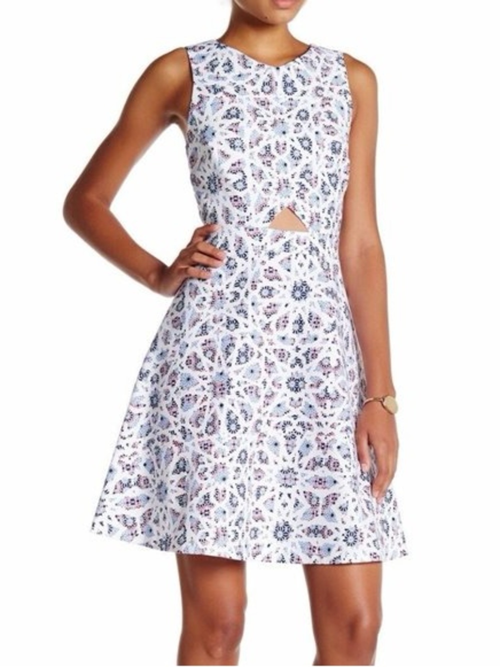 Cece Eastyn Mosaic Print Kaleidoscope Cut Out Mini Dress Sz 8